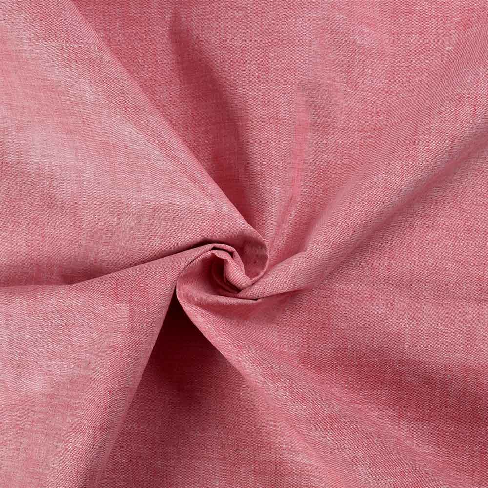 Chambray Light Red Khadi Cotton 105 GSM Handwoven Fabric