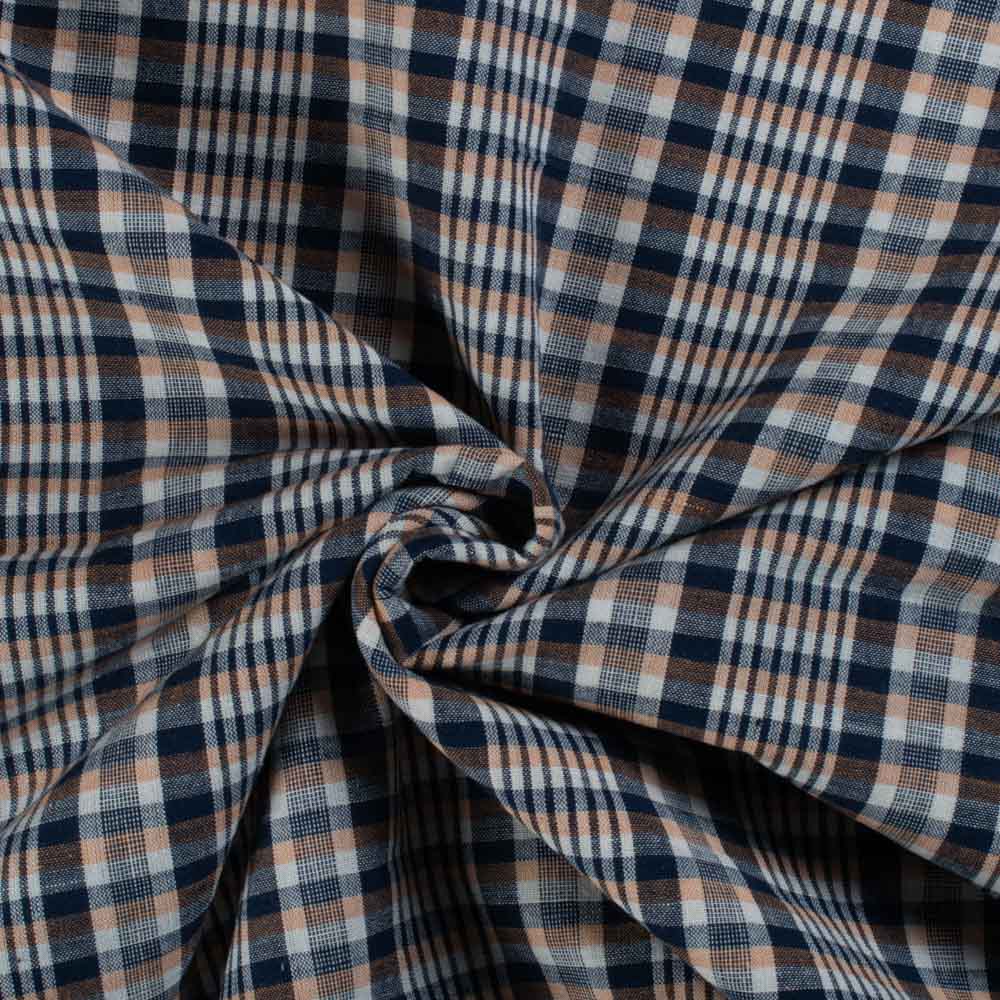 Blue White Yellow Pure Cotton 100 GSM Handwoven Fabric 800