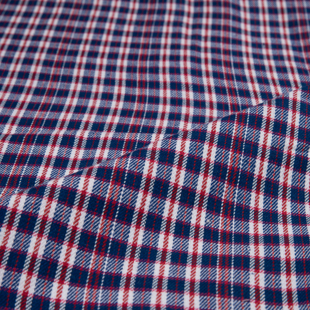 CHECK TWILL RED BLUE COLOUR PURE COTTON 120 GSM HANDWOVEN FABRIC 31