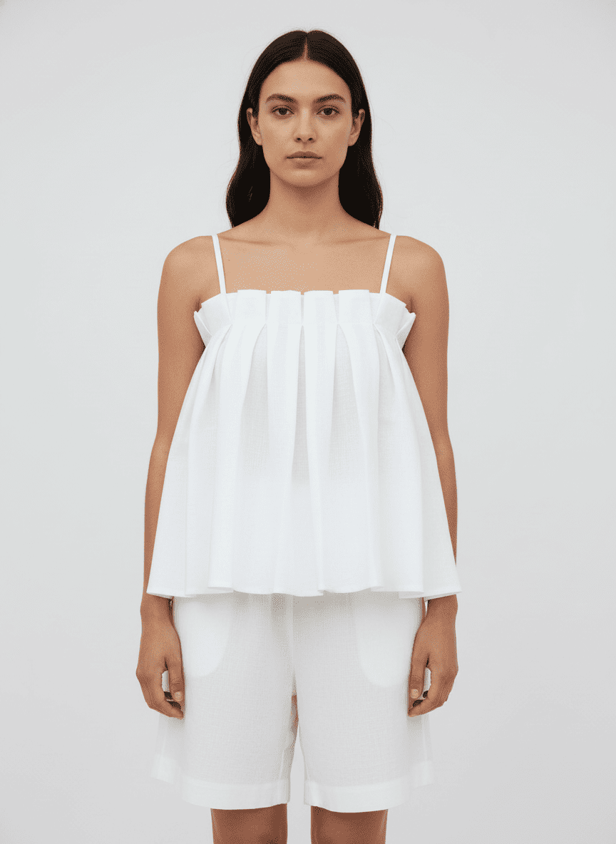 Pleated Spaghetti Sleeve Top