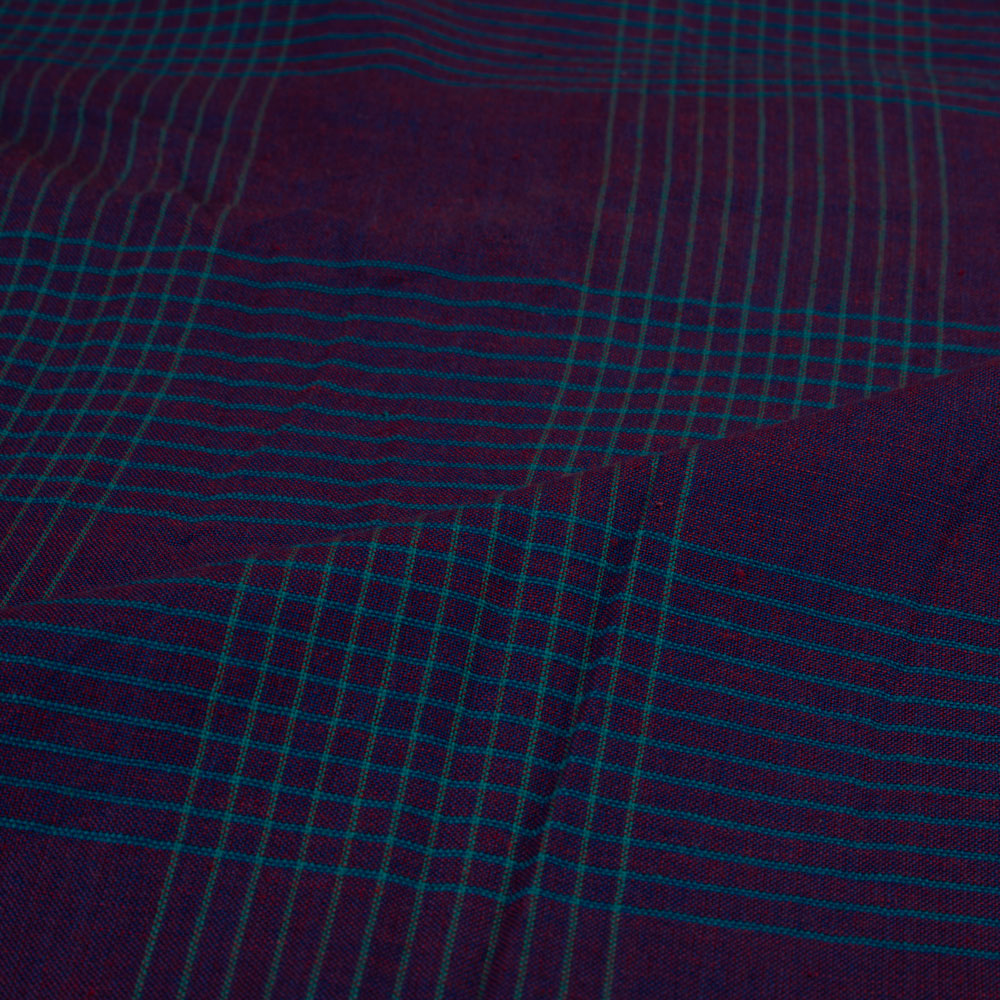 CHECK PURPLE PURE COTTON 86 GSM HANDWOVEN FABRIC
