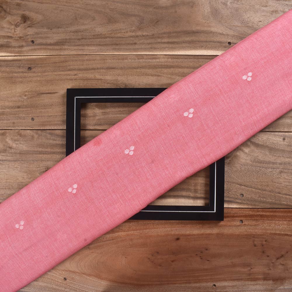 Pink Jamdani fabric with beautiful geometric pattern