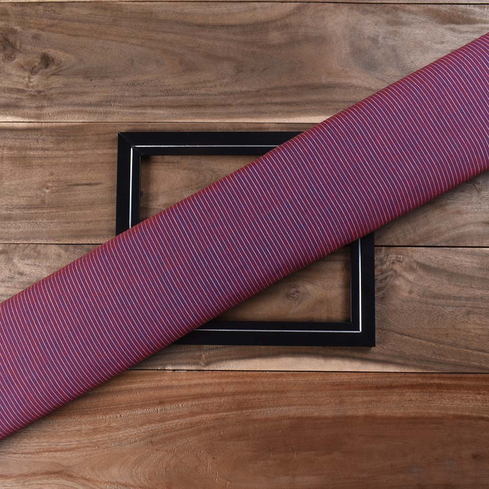 Stripe Dark Red Cross Colour Pure Cotton 94 GSM Handwoven Fabric
