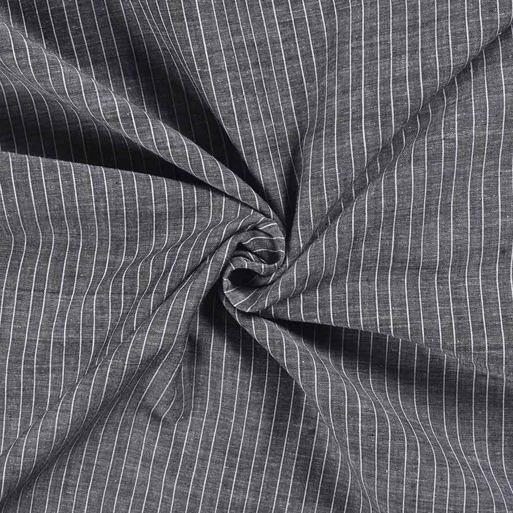 Pinstripe Black Pure Cotton 74 GSM Handwoven Fabric