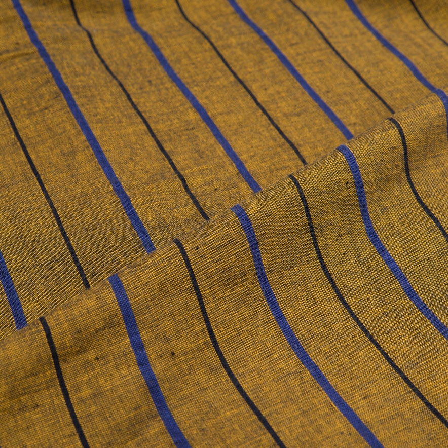 STRIPE MUSTARD PURE COTTON 97 GSM HANDWOVEN FABRIC