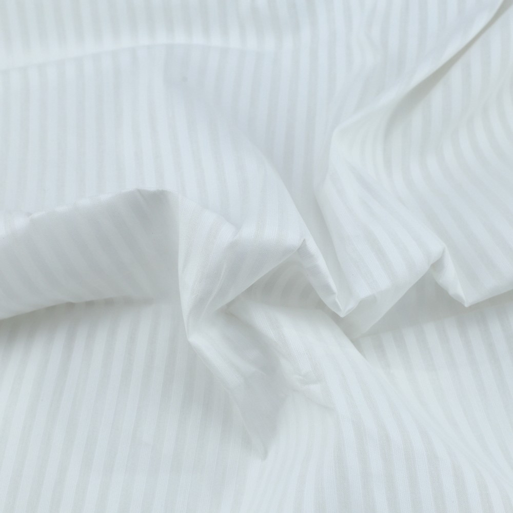 White Stripe Cotton 89 GSM Fabric - Bleached White & Dyeable
