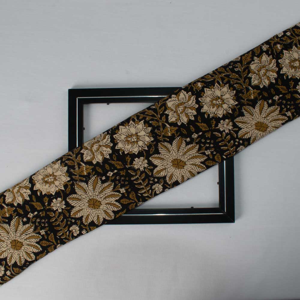 Natural Turmeric Dye Block Printed Organic Khadi 174 GSM Handwoven Fabric 52