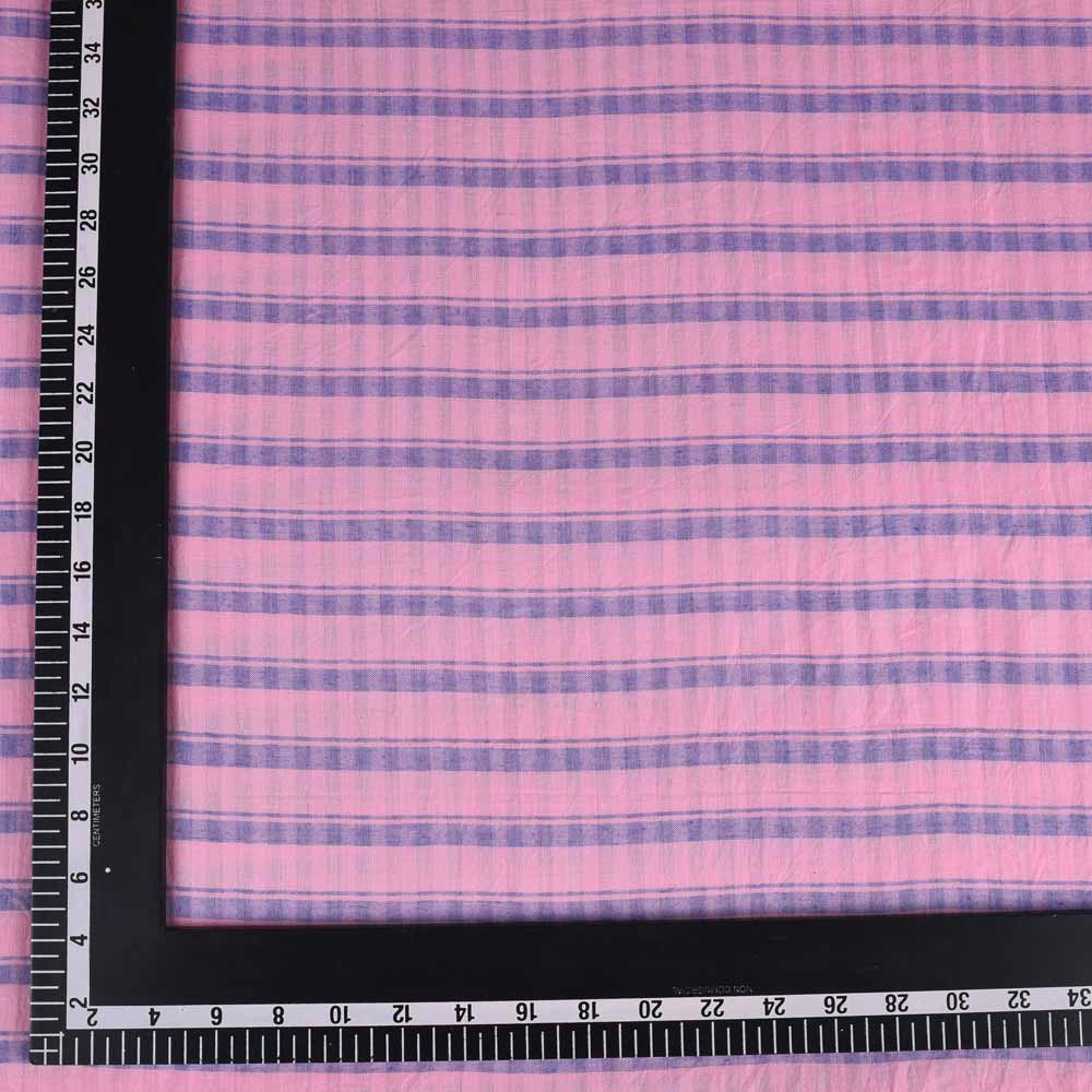STRIPE PINK PURE COTTON 87 GSM HANDWOVEN FABRIC 77