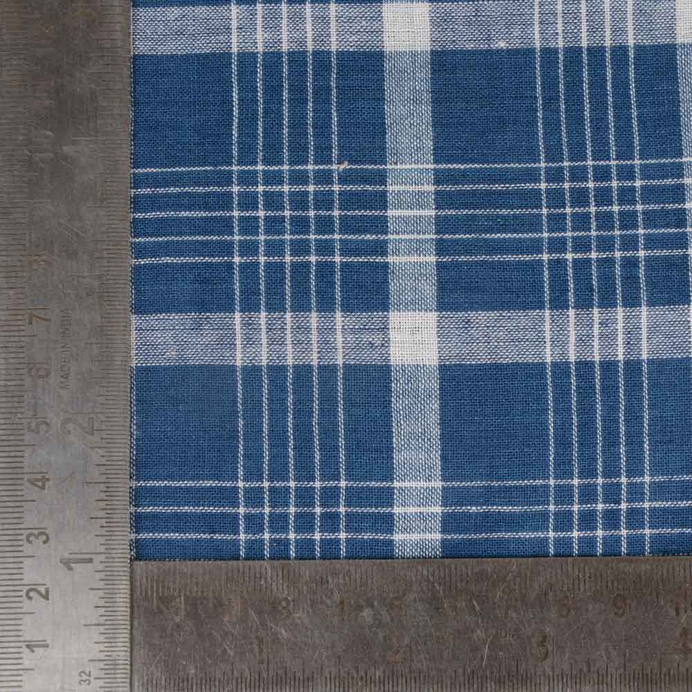 CHECK BLUE & WHITE PURE COTTON 92 GSM HANDWOVEN FABRIC 81