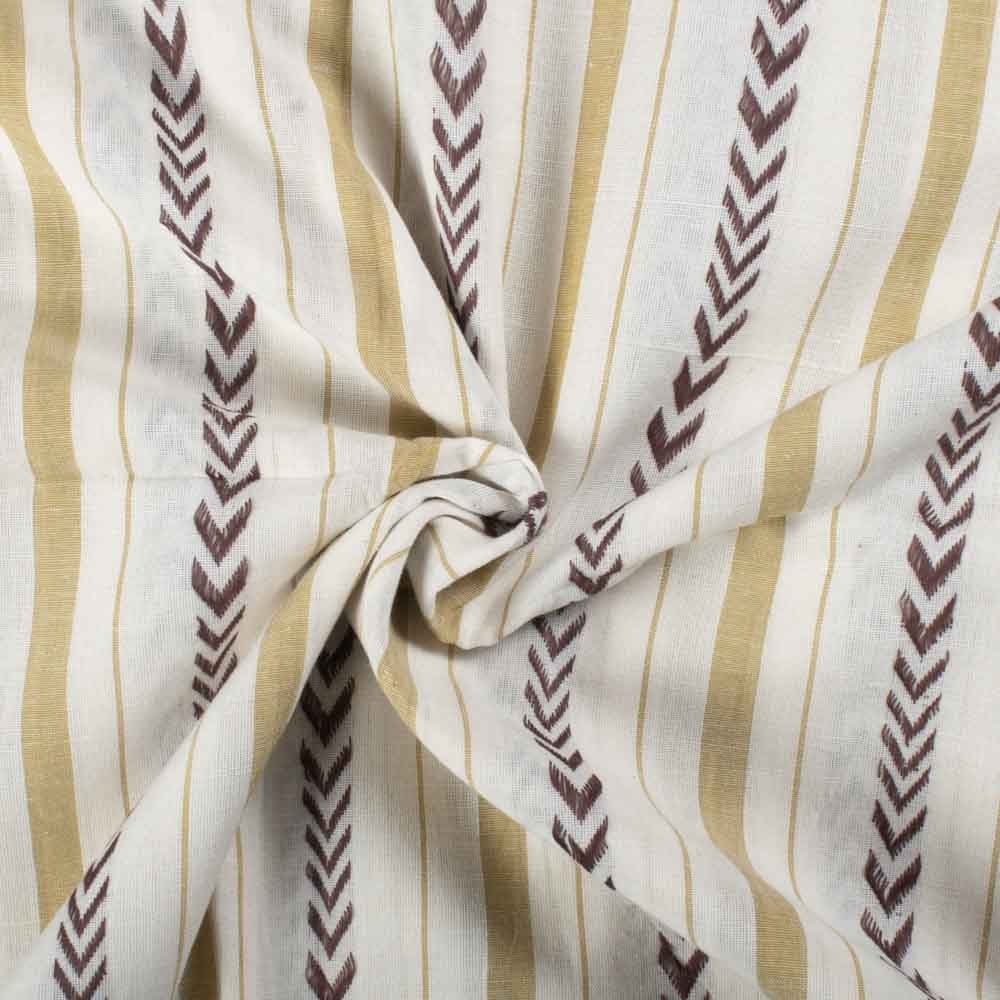 Stripe Cream Chevron Extra Warp 100 GSM Pure Cotton Jacquard Fabric