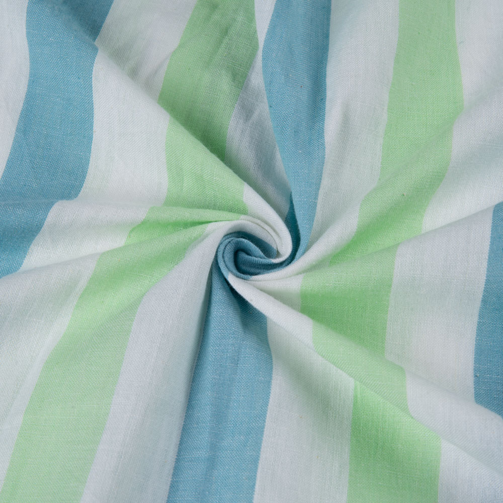 Stripe Blue & Green Pure Cotton 88 GSM Handwoven Fabric