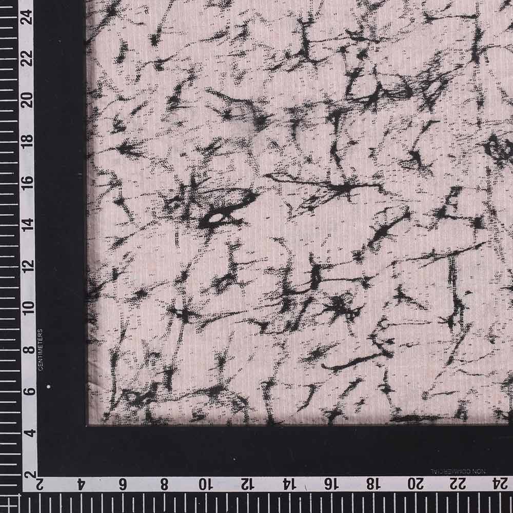 ABSTRACT CREAM & BLACK SCREENPRINTED COTTON KHADI 104 GSM HANDWOVEN FABRIC