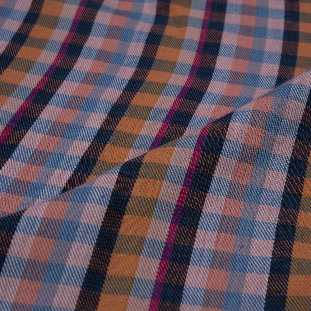 CHECK TWILL MULTI COLOUR PURE COTTON 100 GSM HANDWOVEN FABRIC