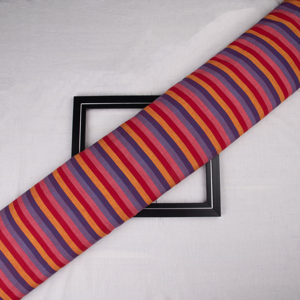 Stripe Mulricolour Pure Cotton 86 GSM Handwoven Fabric 176