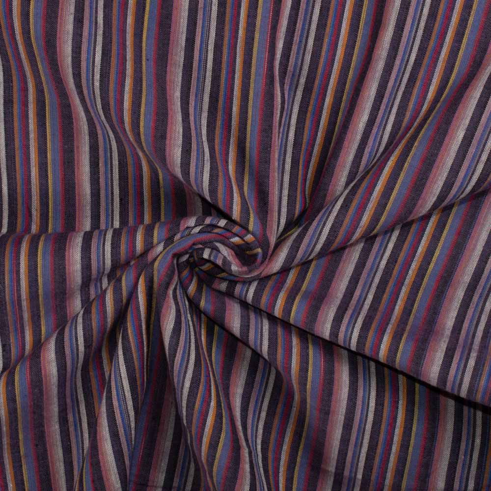 Stripe Multicolor Pure Cotton 100 GSM Handwoven Fabric 08