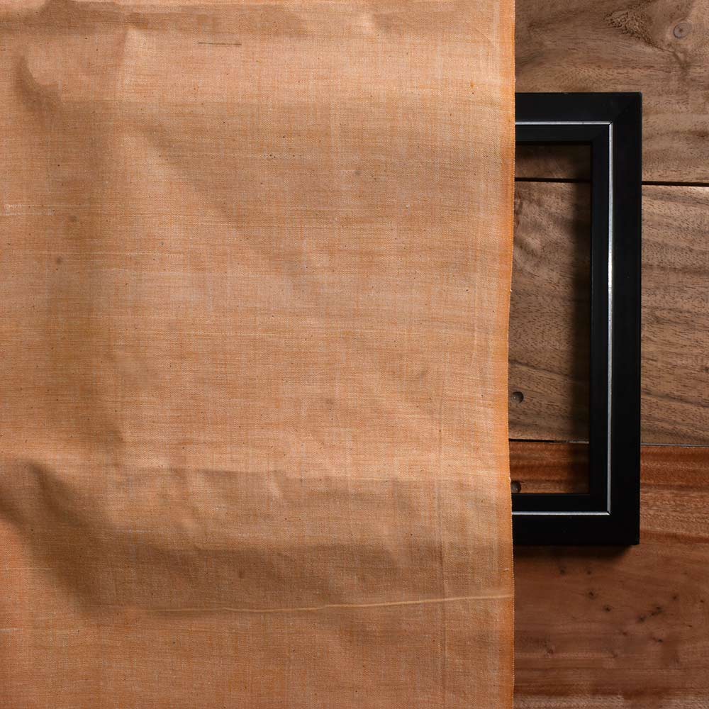 CHAMBRAY LIGHT ORANGE KHADI COTTON 115 GSM HANDWOVEN FABRIC