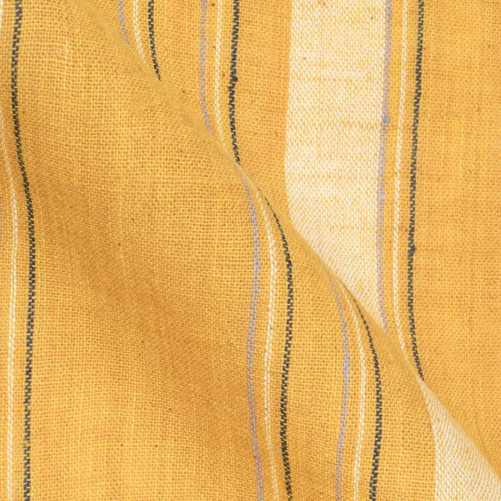 STRIPE MUSTARD YELLOW PURE COTTON 105 GSM HANDWOVEN FABRIC