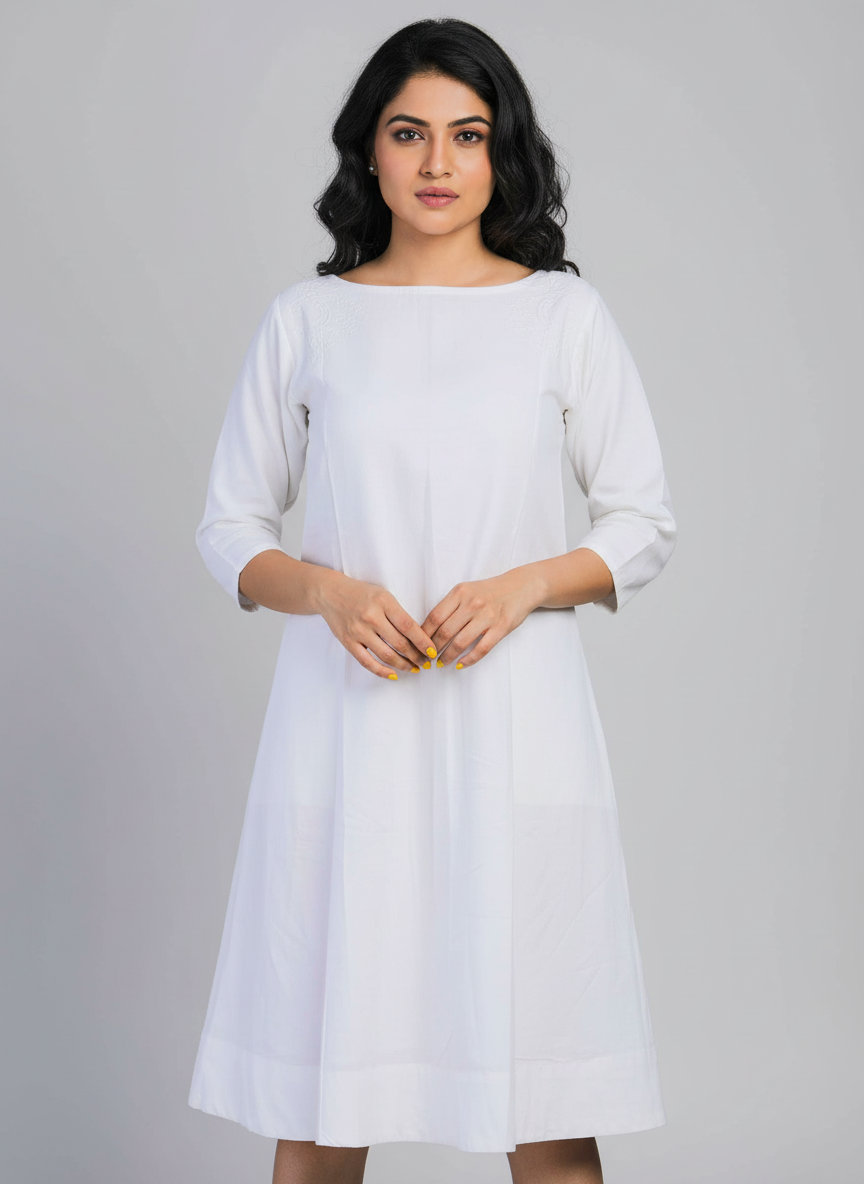 A-Line Panel Dress | Solid White