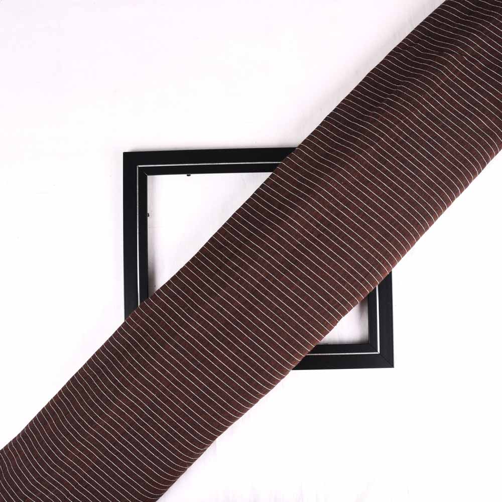 Pinstripe Dark Brown Pure Cotton 75 GSM Handwoven Fabric