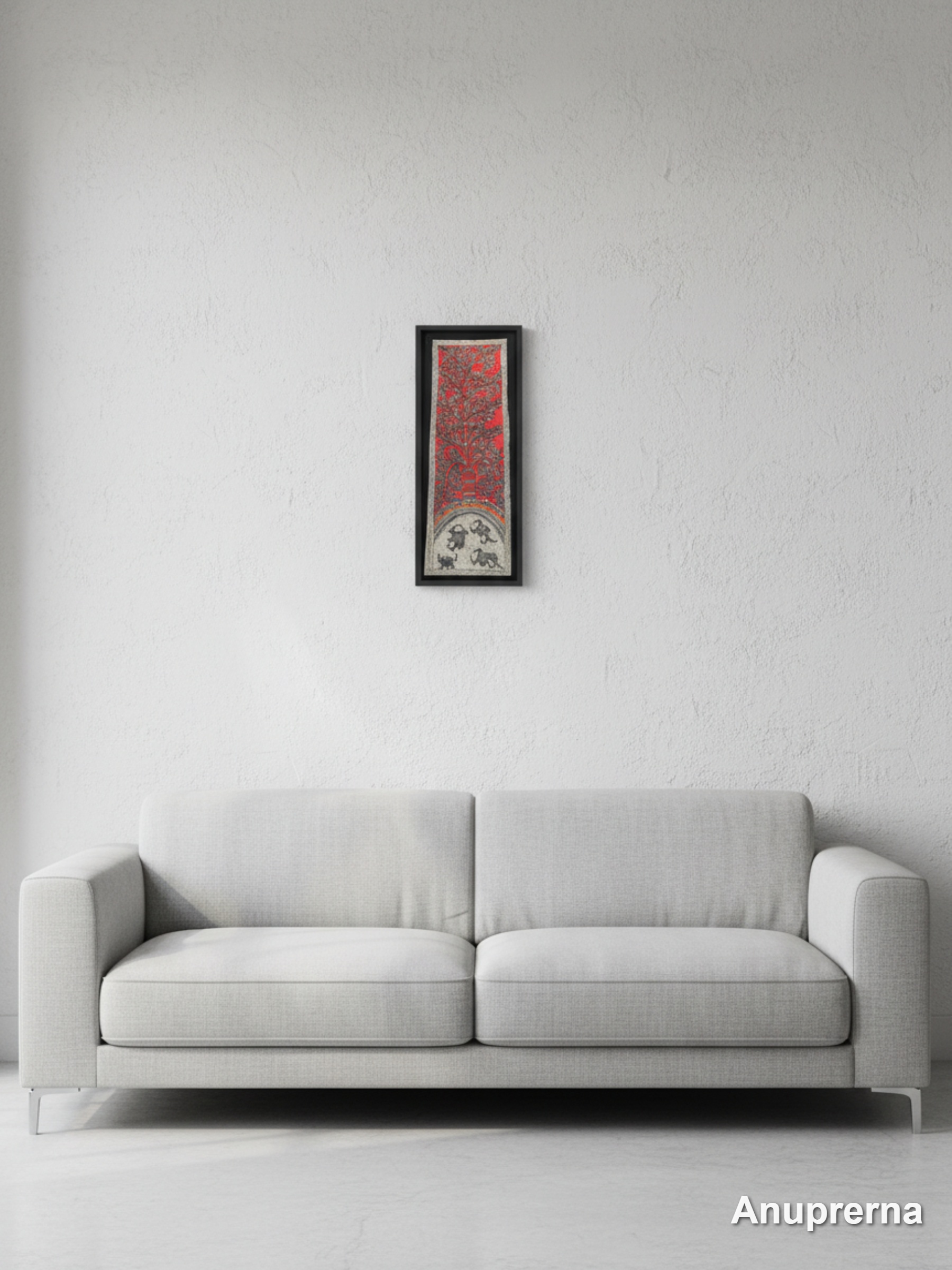 The Red Tree Madhubani Wall Art Decor
