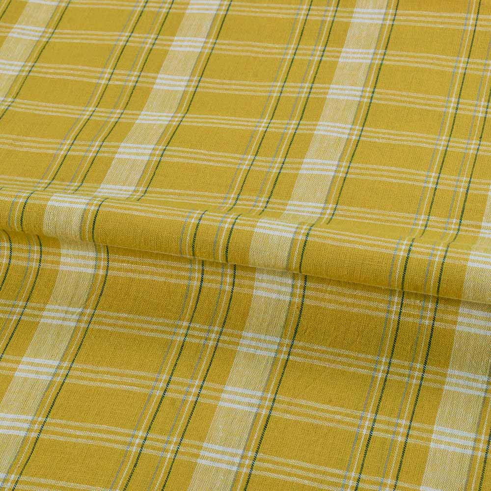 CHECK YELLOW PURE COTTON 96 GSM HANDWOVEN FABRIC