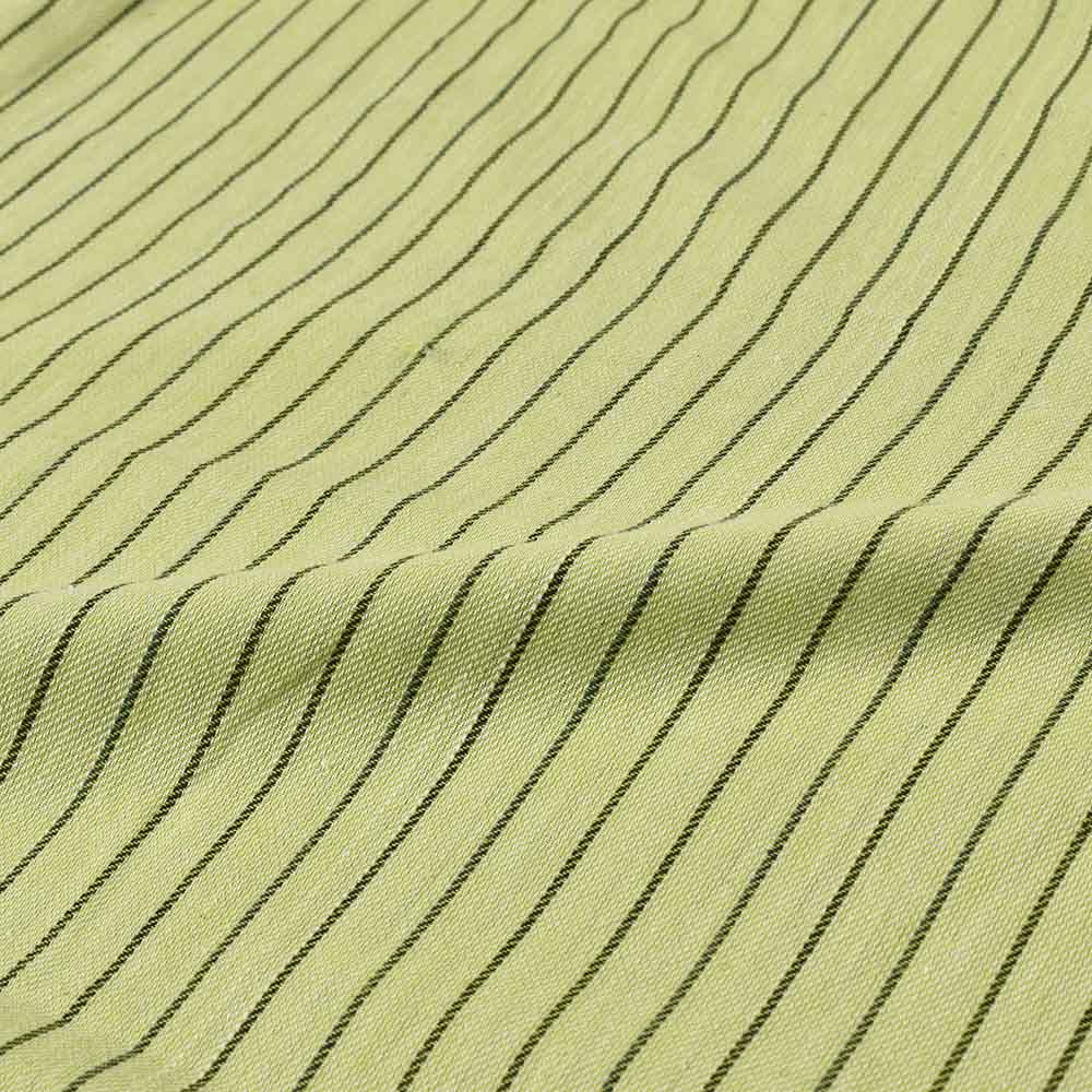 STRIPE TWILL LEMON GREEN PURE COTTON 100 GSM HANDWOVEN FABRIC