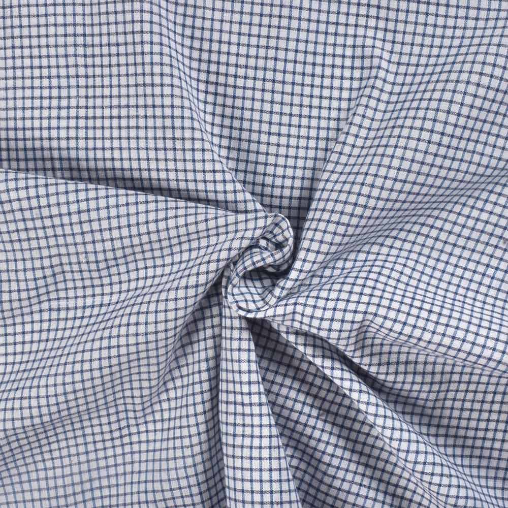 Check Blue & White Pure Cotton 93 GSM Handwoven Fabric