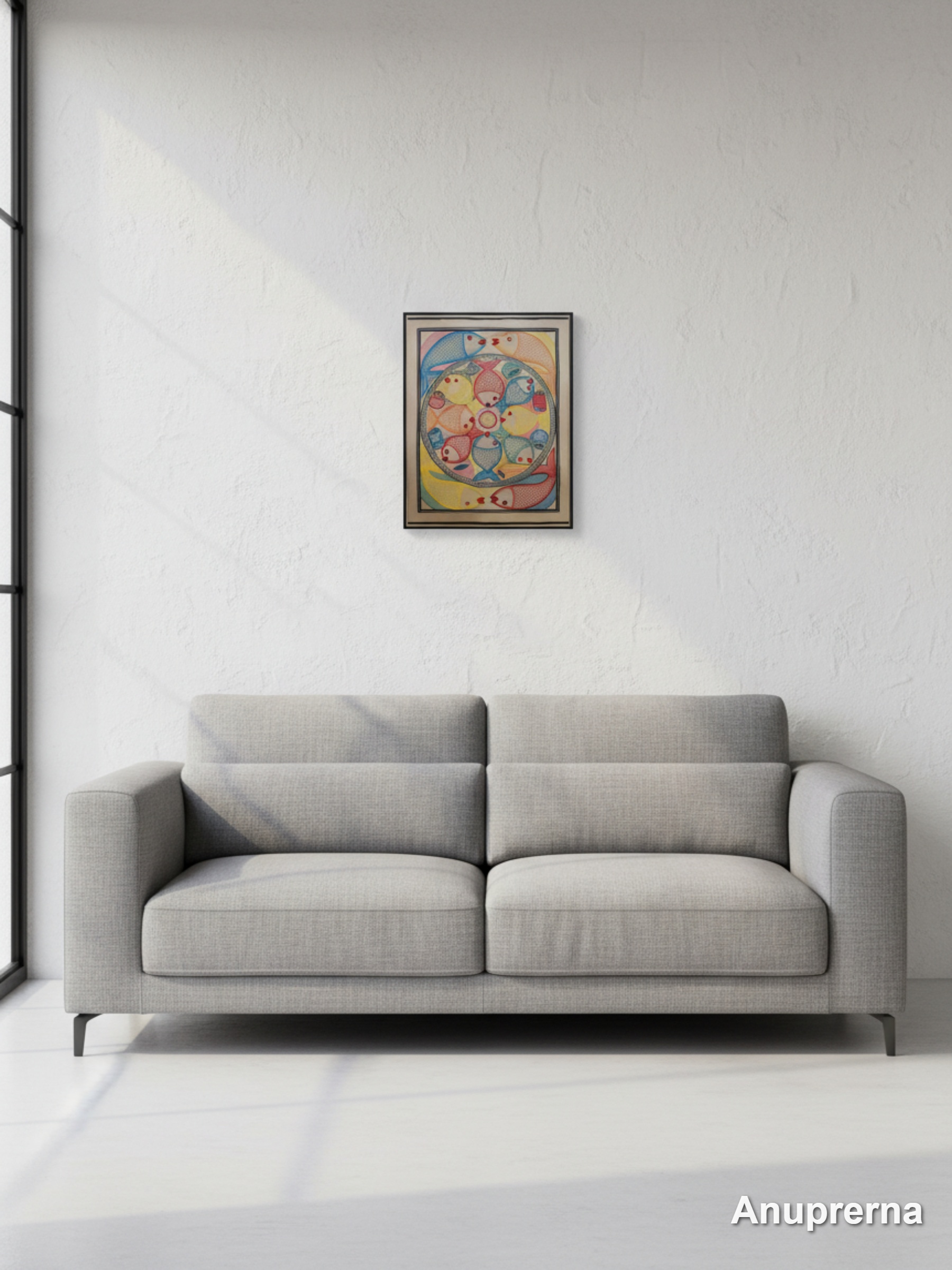Fishes Within a Circle Pattachitra Wall Art