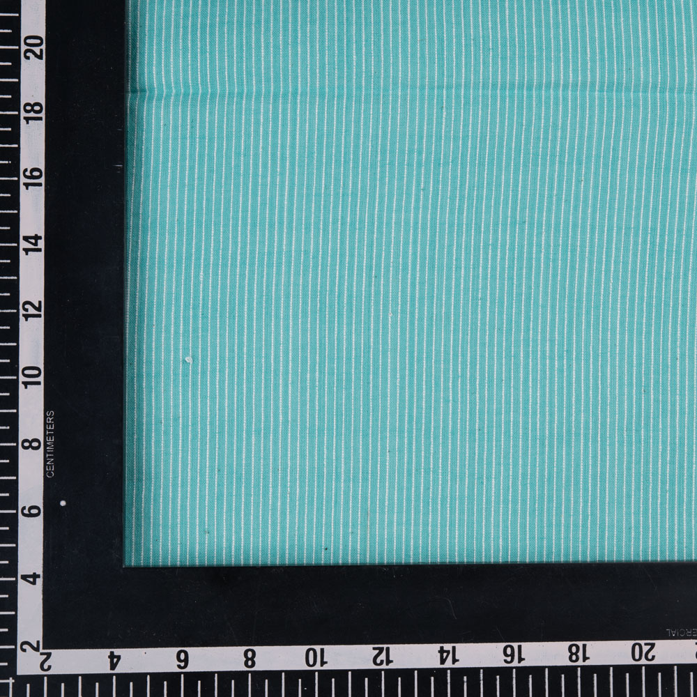 STRIPE BLUE PURE COTTON 99 GSM HANDWOVEN FABRIC