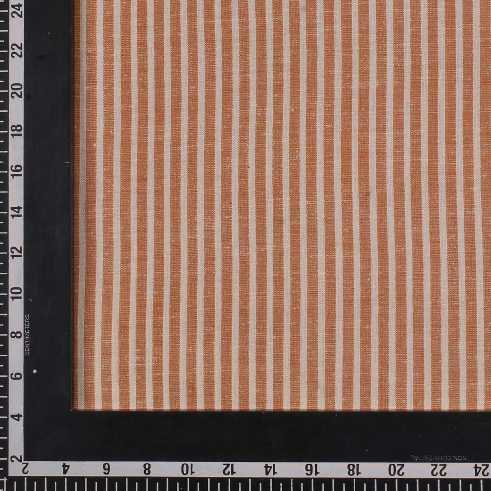 STRIPE BROWN MATKA SILK & COTTON BLEND 105 GSM HANDWOVEN FABRIC