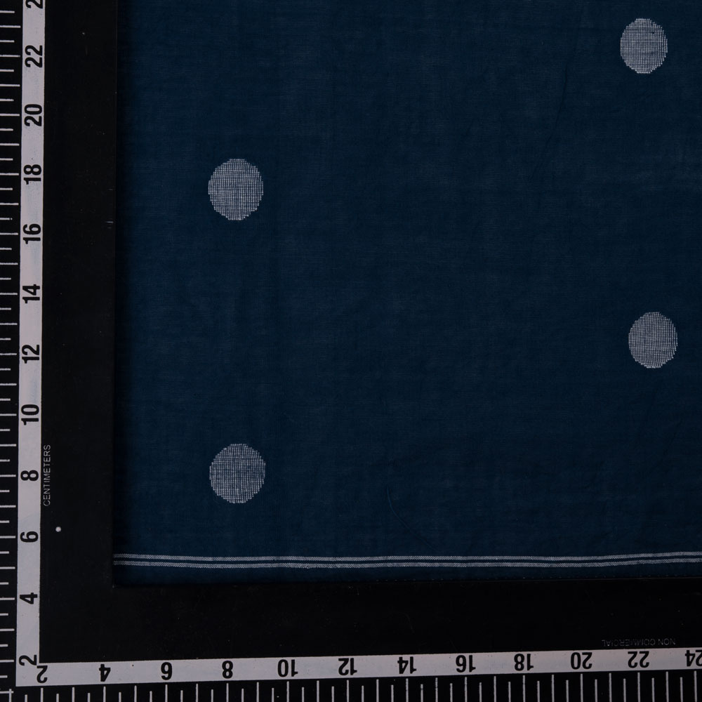 GEOMETRIC NAVY JAMDANI PURE COTTON 57 GSM HANDWOVEN FABRIC