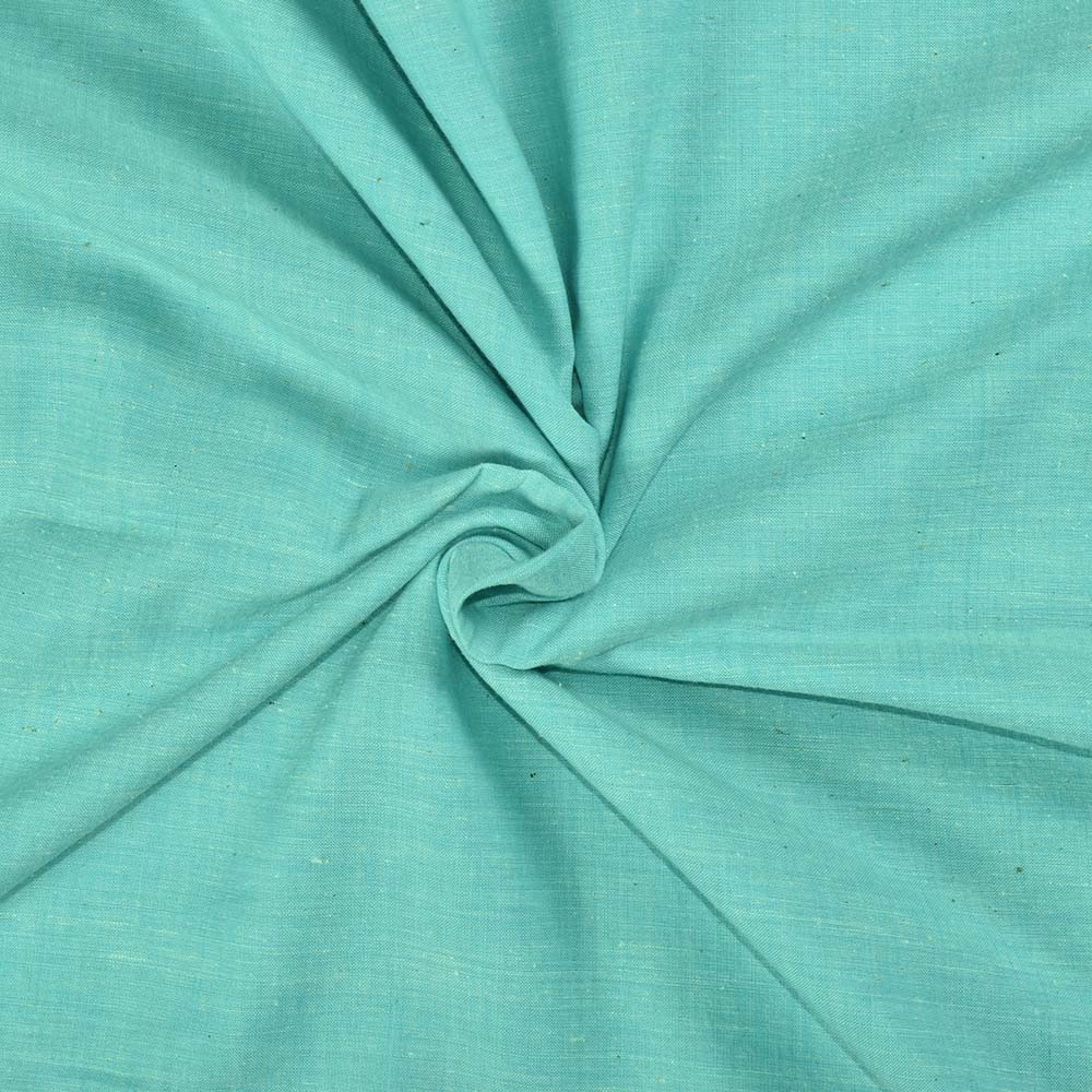 CHAMBRAY TEAL KHADI COTTON 92 GSM HANDWOVEN FABRIC