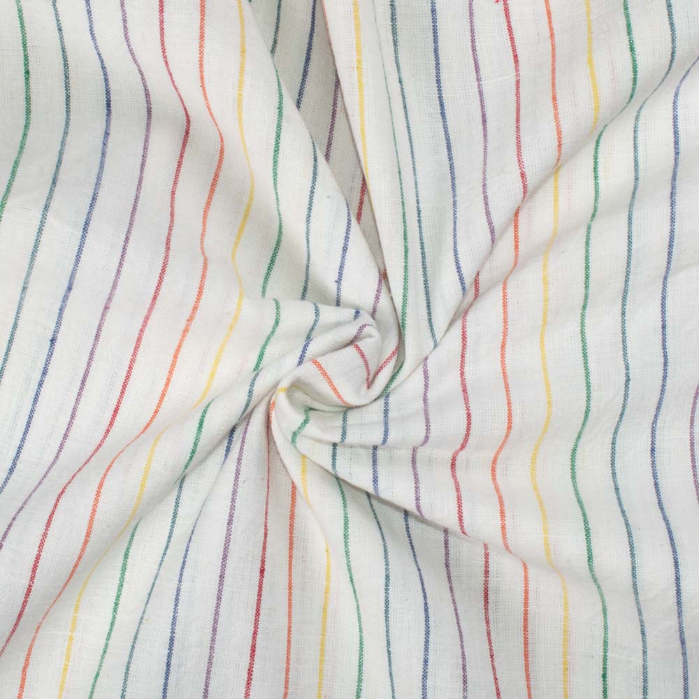 Stripe Rainbow Khadi 123 GSM Handwoven Fabric