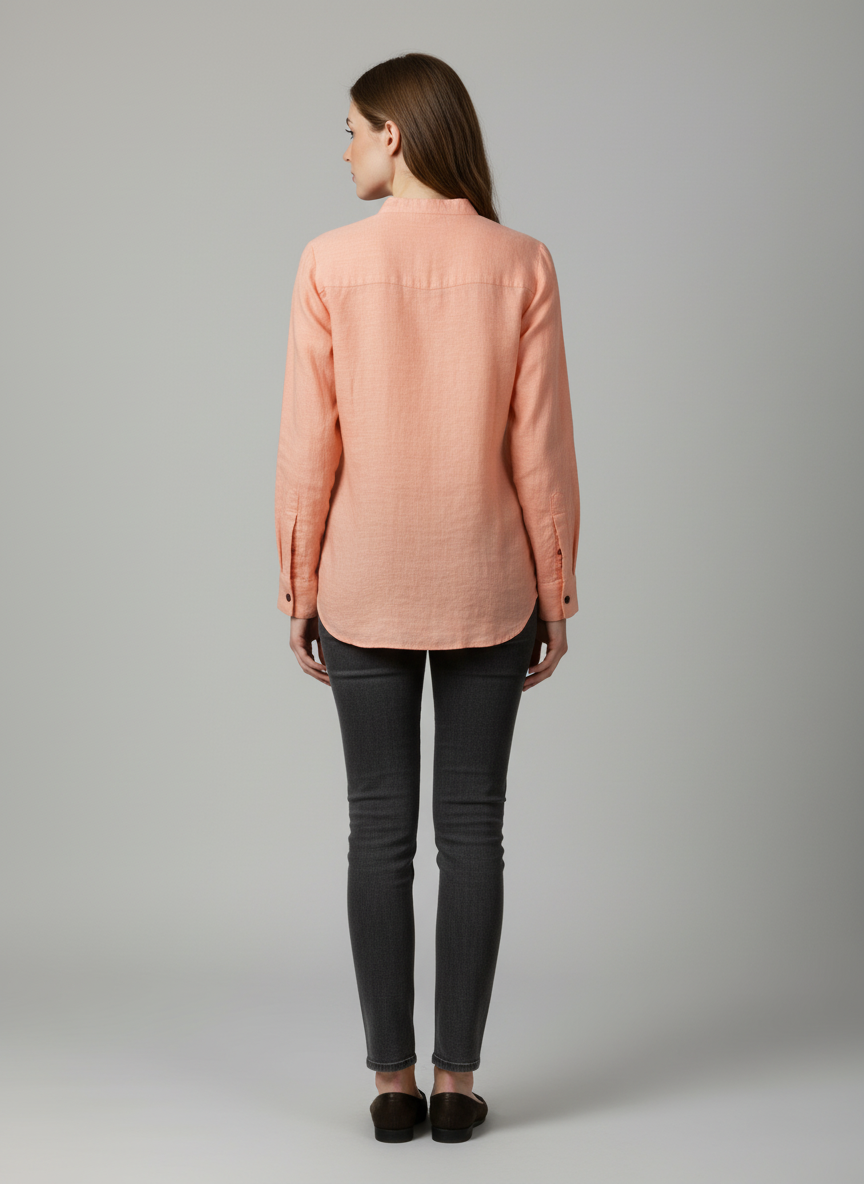 Band Collared Shirt-Pin Tucks Pleats-Full Sleeves