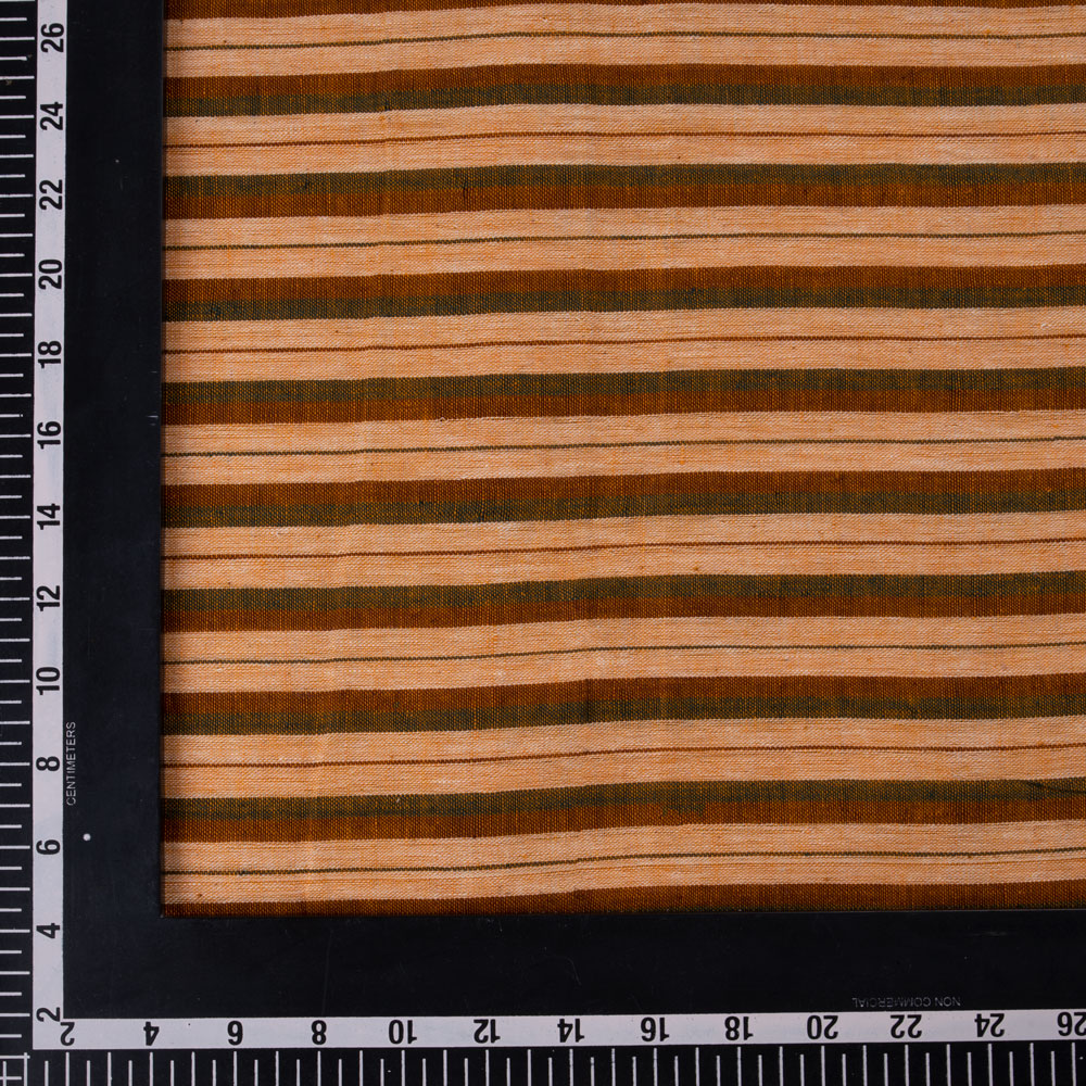 STRIPE BROWN PURE COTTON 96 GSM HANDWOVEN FABRIC