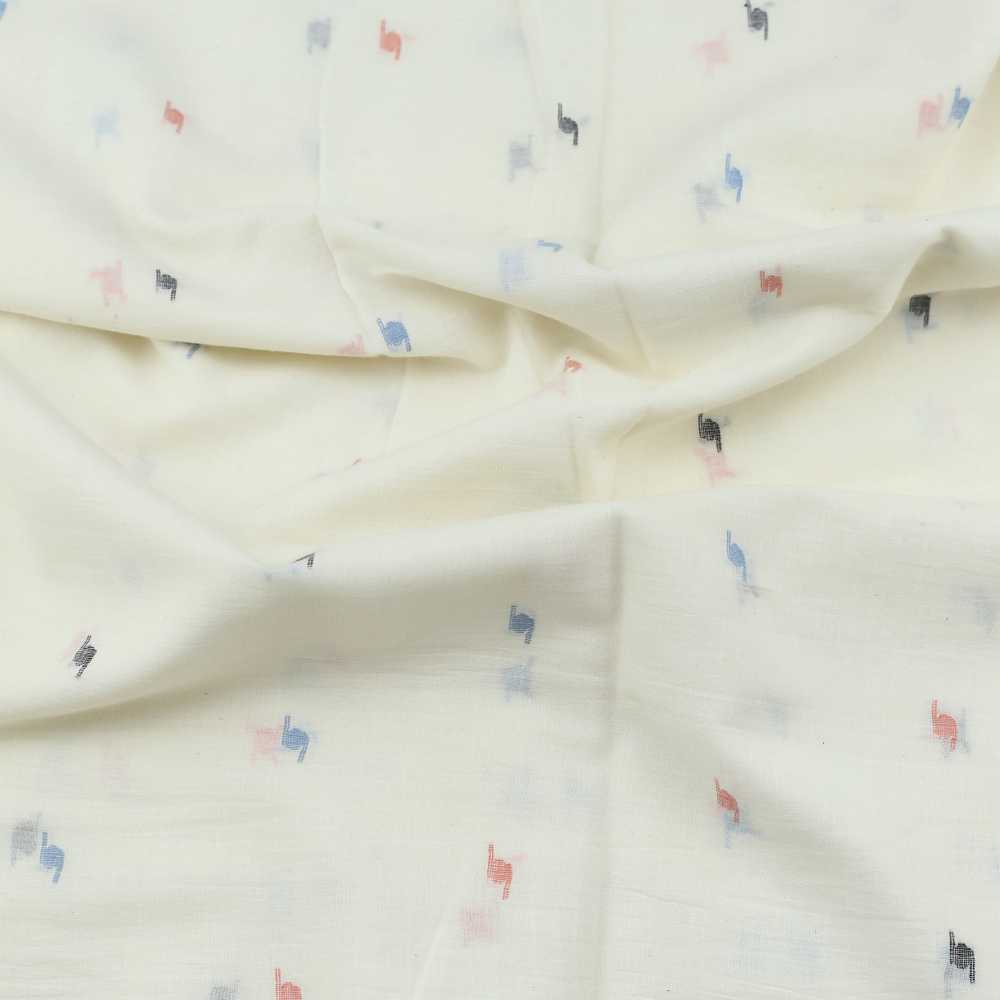 GEOMETRIC CREAMJAMDANI PURE COTTON 55 GSM FABRIC 98