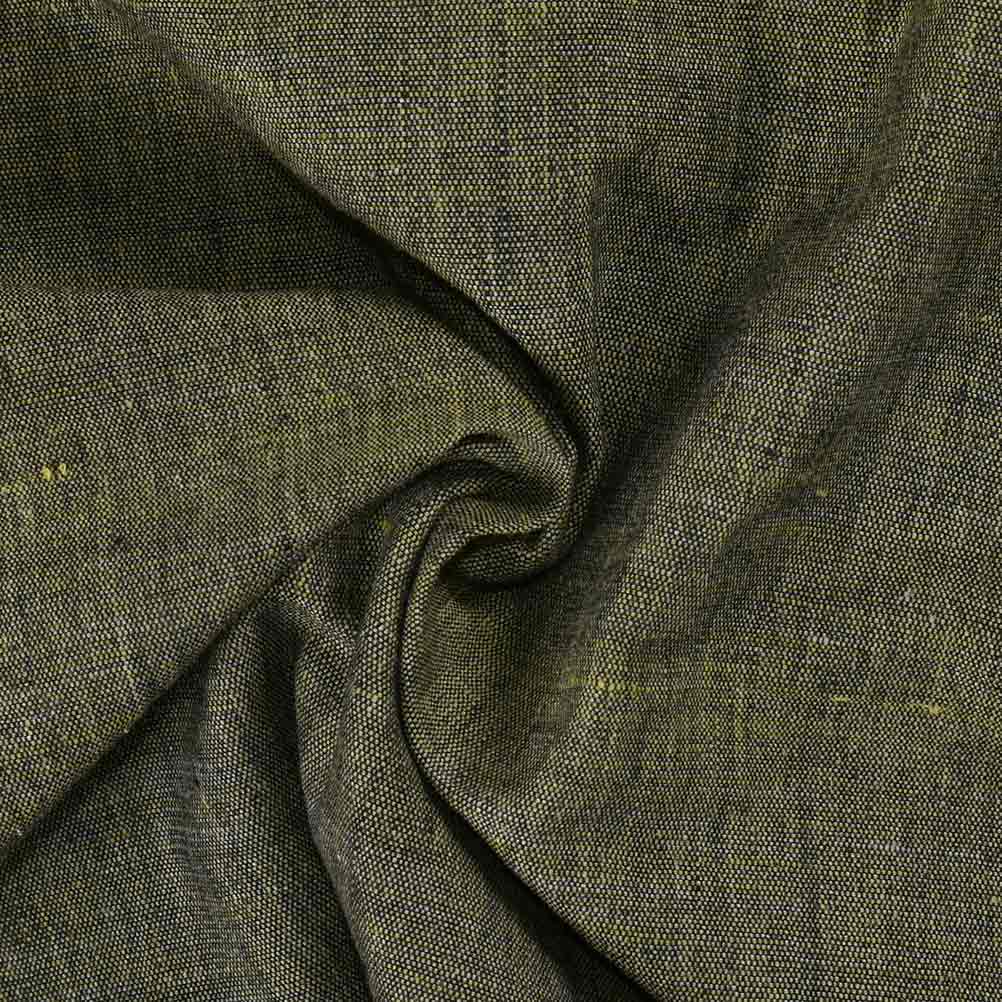 Chambray Olive Green Khadi Cotton 158 GSM Handwoven Fabric