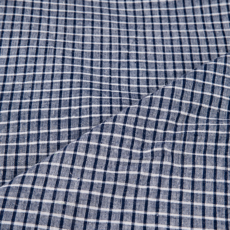 CHECK BLUE PURE COTTON 95 GSM HANDWOVEN FABRIC 190