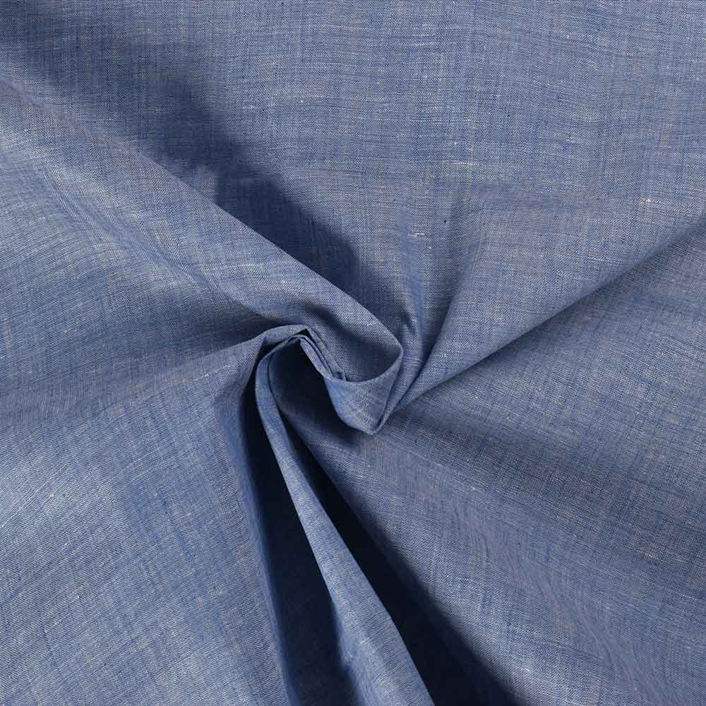 Chambray Blue Khadi Cotton 75 GSM Handwoven Fabric H54