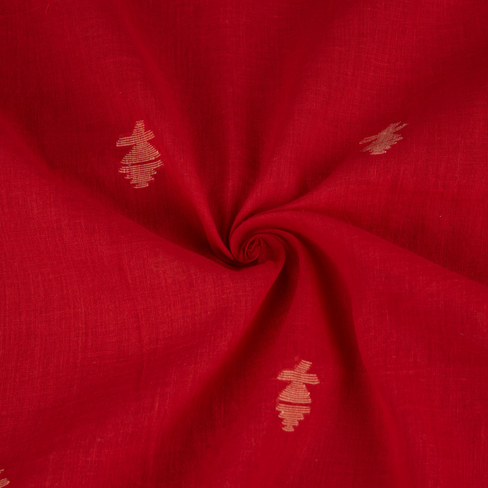 Geometric Red Jamdani Pure Cotton 58 GSM Fabric