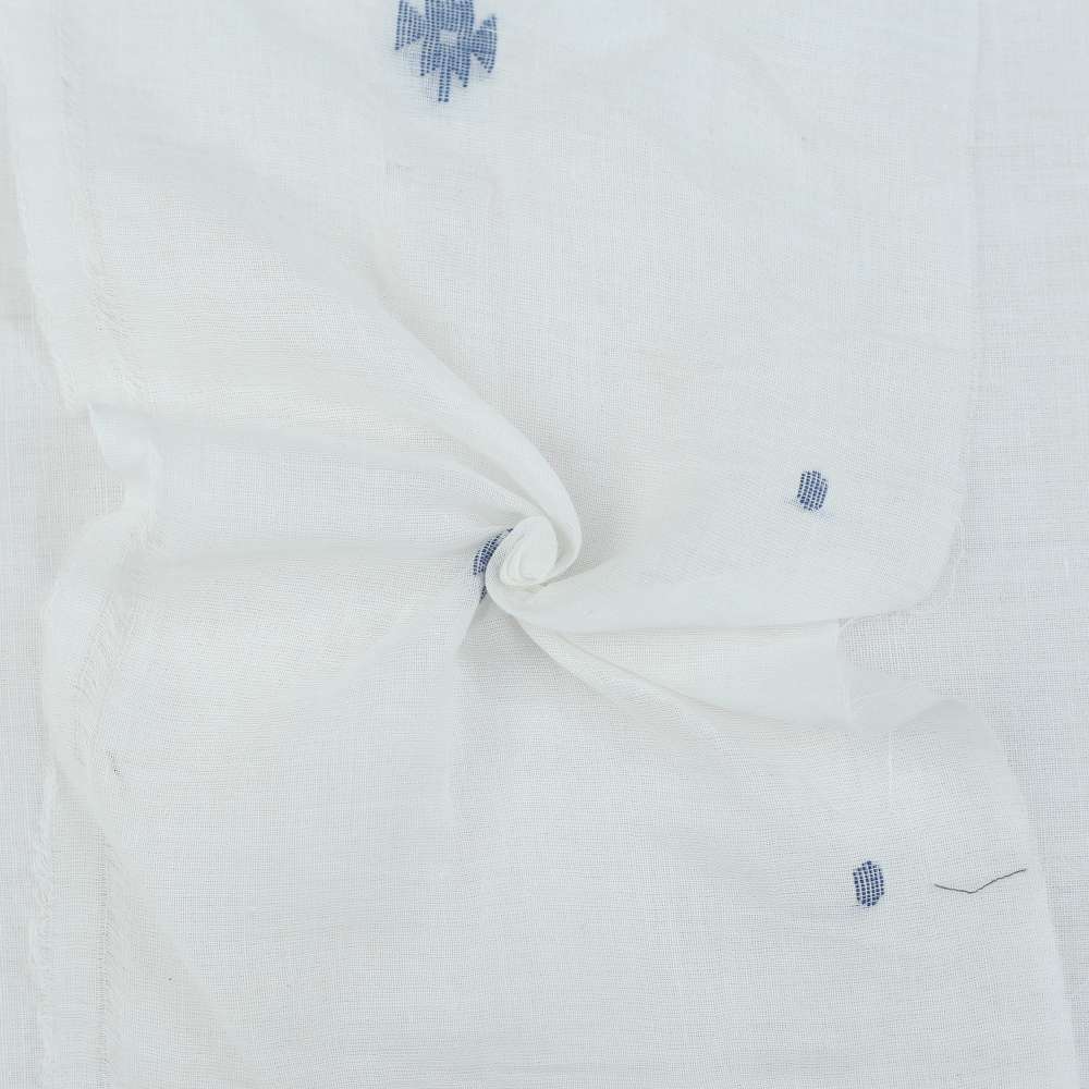 Geometric White Jamdani Pure Cotton 55 GSM Fabric 40