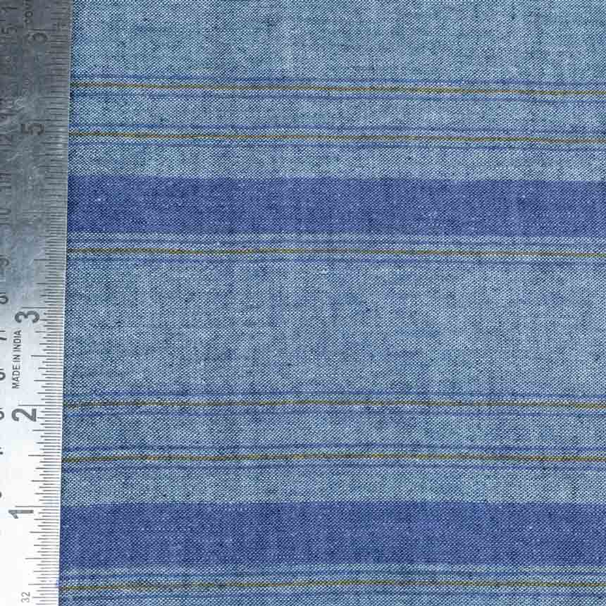 STRIPE BLUE PURE COTTON 102 GSM HANDWOVEN FABRIC