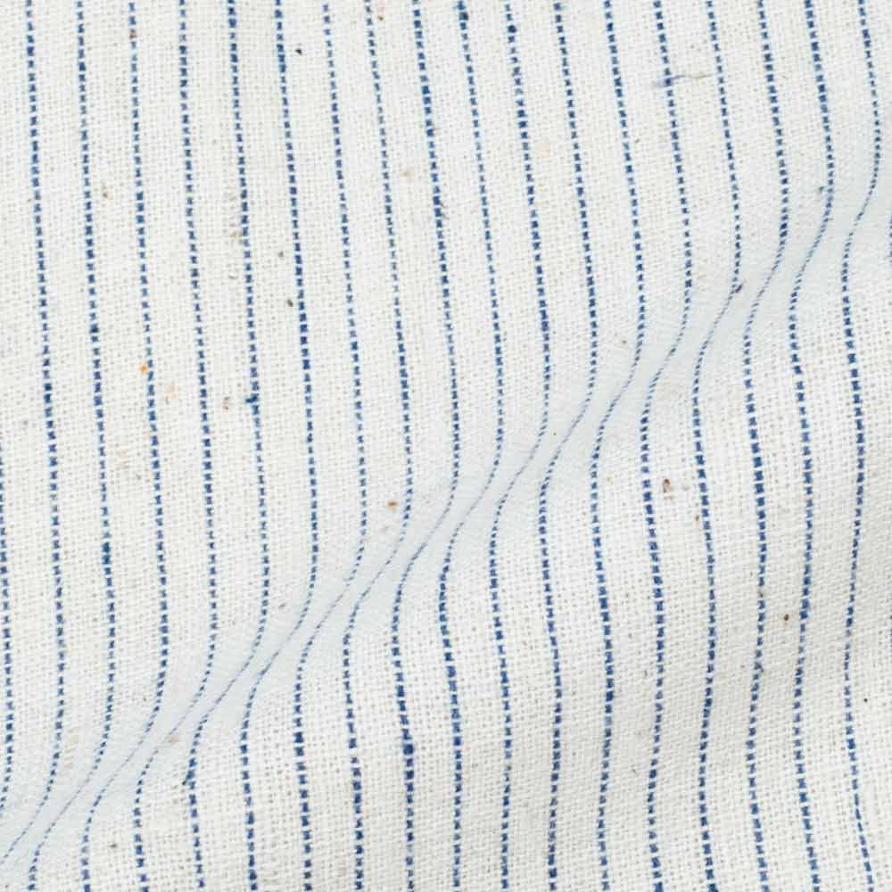 Stripe Blue & Cream Fabric - 130 GSM Handspun & Handwoven