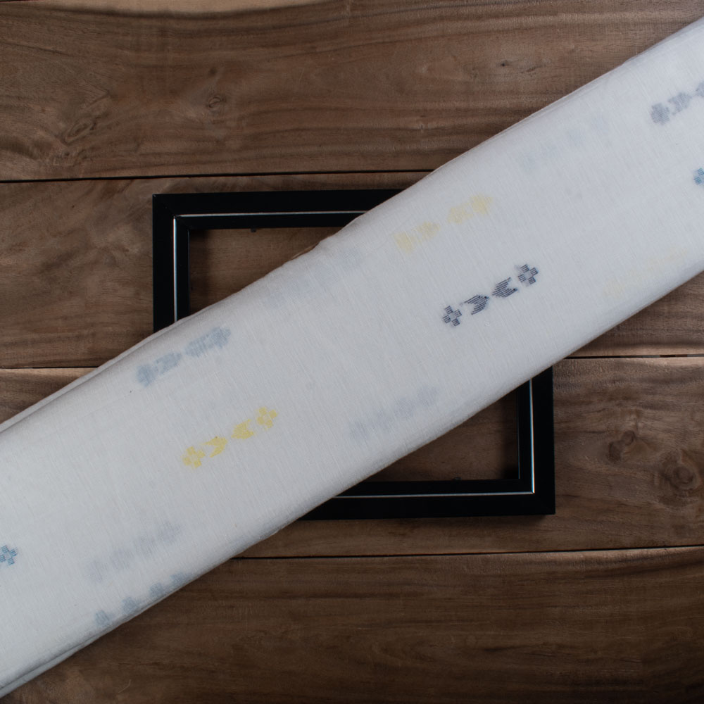White Base Geometric Pure Cotton 100 GSM Handwoven Jamdani Fabric