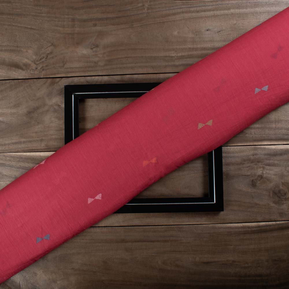 Multi Guti Pure Cotton Red Jamdani 55 GSM Handwoven Fabric