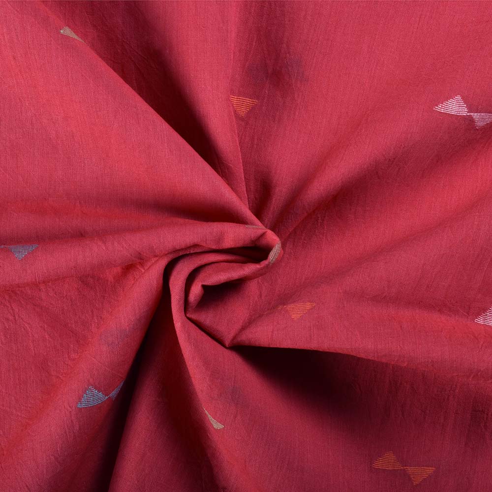 Multi Guti Pure Cotton Red Jamdani 55 GSM Handwoven Fabric