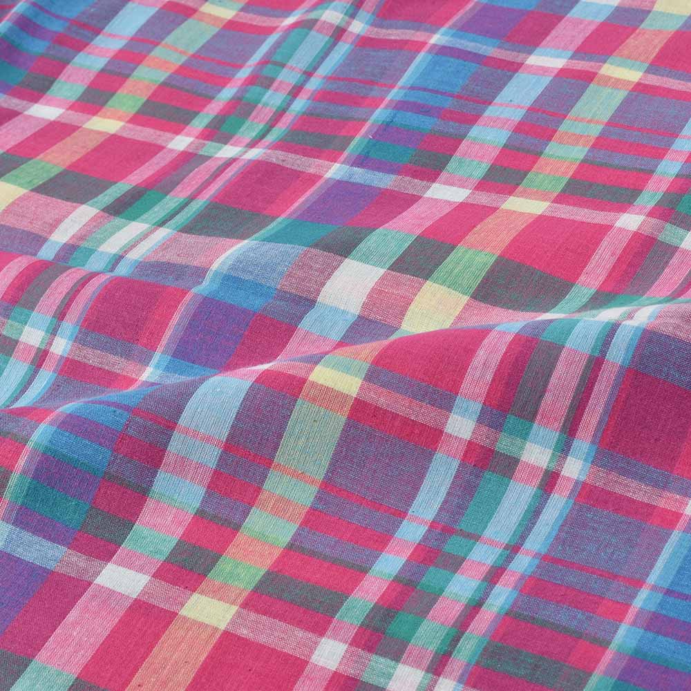 CHECK MULTICOLOR PURE COTTON 71 GSM HANDWOVEN FABRIC
