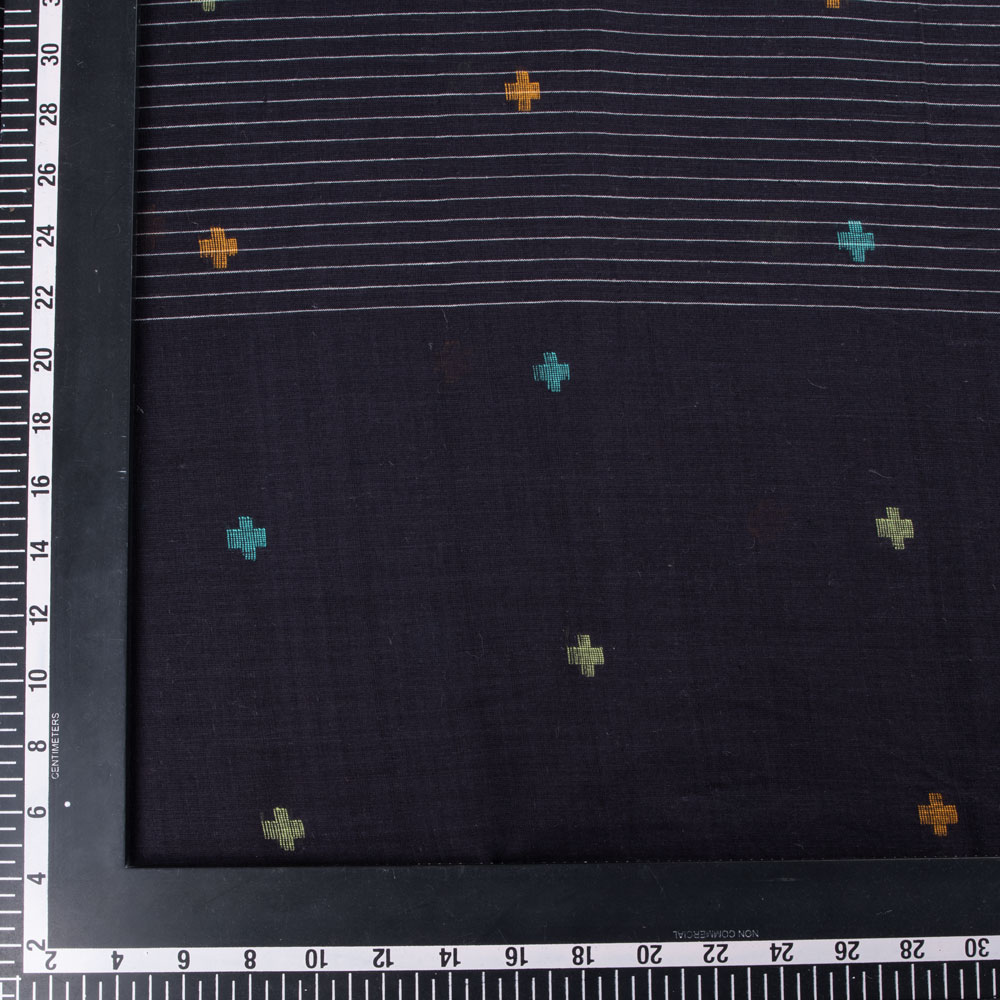GEOMETRIC BLACK JAMDANI PURE COTTON 55 GSM FABRIC