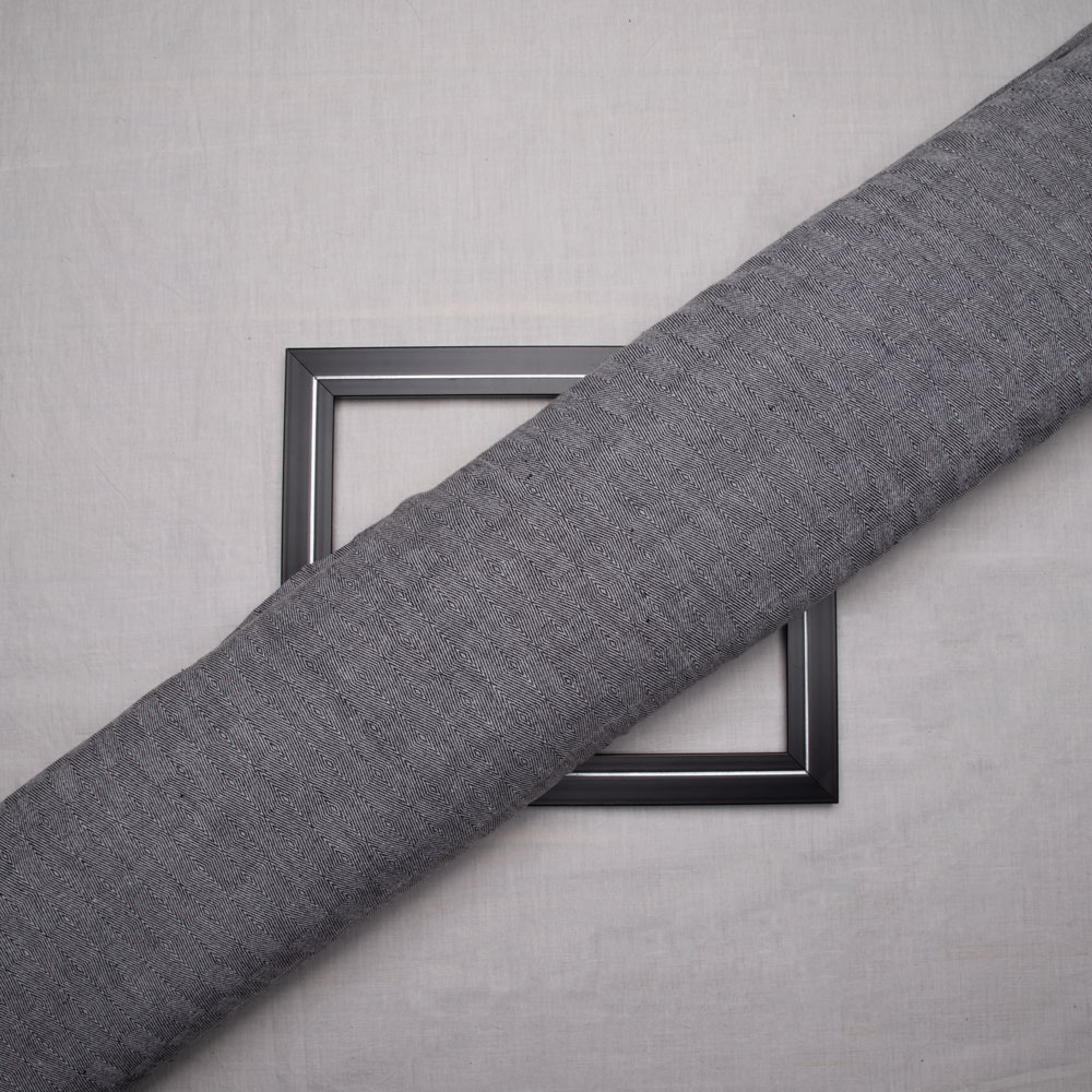 Diamond Twill Black Jacquard Cotton Khadi 145 GSM Fabric