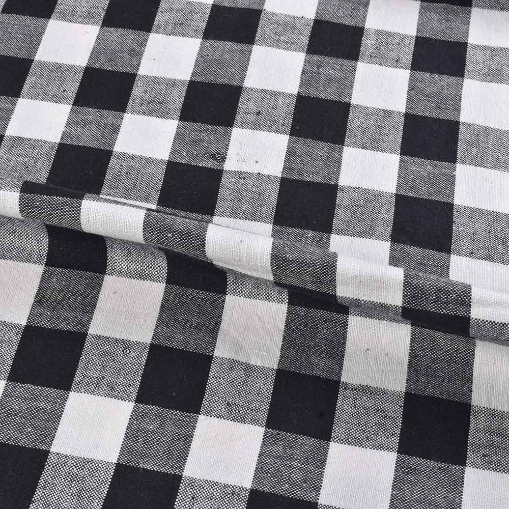 CHECK BLACK & WHITE PURE KHADI 170 HANDWOVEN FABRIC